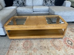 70's Glass\/Wood Coffee Table