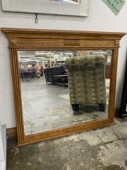 Traditional Beveled Wooden Mirror (48\