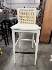 White Wicker Back Stool