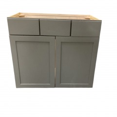 Grayish Blue Vanity with 2 Doors\/2 Drawers