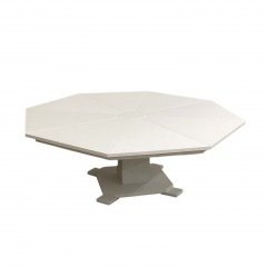 Light Grey Leather Octagon Coffee Table