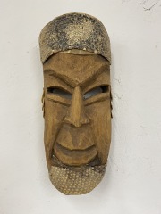 Wooden Snake Skin African Tribal Mask