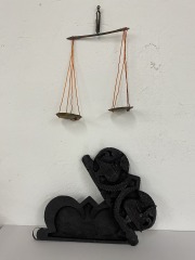 Vintage Scales in Hand Carved Rooster Box