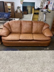 Cognac Leather Sleeper Sofa (No Delivery)