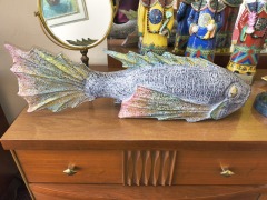Fish statue with rainbow detailing