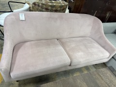 Feather Pink Velvet Love Seat