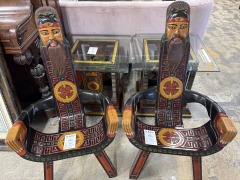 East Asian Hand Painted Tripod Chairs