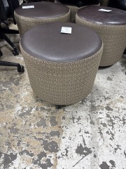 Leather\/Tweed Ottoman