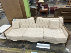 Italian Provincial Carved Upholstered Cream Couch*