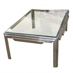 Glass Top Chrome Rectangular Coffee Table