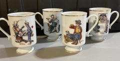1981 Vintage Norman Rockwell Porcelain Mugs - Set of 4