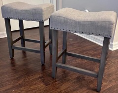 Backless Saddle Seat Stools, Set of 2 Weathered Gray
