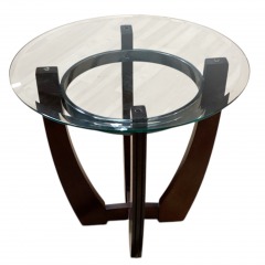 Dark Wood w\/Chrome & Glass Top Side Table