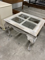 Grey Washed Glass Top Side Table