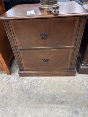 2 dr wood inlay file cabinet