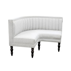 Grey Ruffled Back Banquette Dark Brown Legs