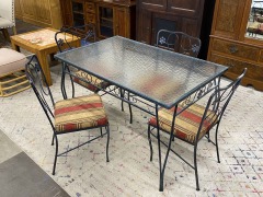 Cute Metal & Glass Table & Set of 4 Chairs