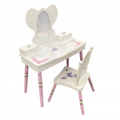Pink\/White Kids Vanity w\/ Mirror & Chair