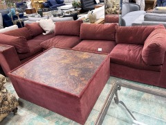 Velour Sectional Sofa w\/ 8-Track