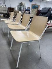 Bent Wood & White Metal Dining Chairs (Set of 4)