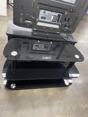 Three Tier Black Glass Entertainment Center