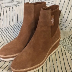 Kate Spade Addison Wedge Booties Tan Brown Gingerbread Suede