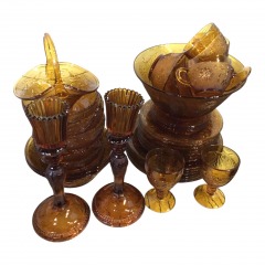 Vintage Tiara Amber Glass set