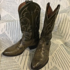 Tony Lama 10 Men's Black Lizard Western Cowboy Vintage Boots