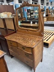 Antique Oak Dresser & Mirror