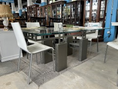 Metal & Glass Table w\/ 6 Chairs