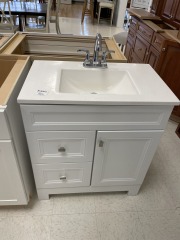 White Vanity with Sink&Faucets