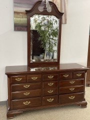 Dark 12 drawer dresser&mirror