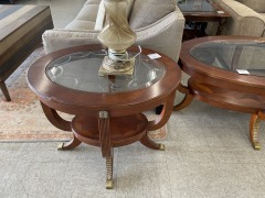 Oval Glass Top Ornate End Table
