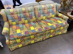 Vintage 1970's Quilt Crazy Upholstered Couch