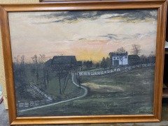 Antique Ohio Farmscape Orginal Framed Painting