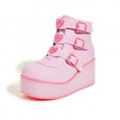 3426 Y6 | LUCKY STEP Women Platform Chunky Ankle Boots