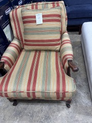 Louis XV Style Library Striped Armchair