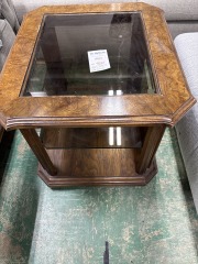 Wood End Table\/ glass insert