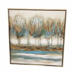 Teal\/Gold\/White Abstract Canvas Art