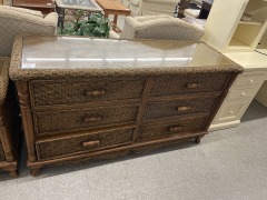 Brown Wicker Dresser