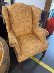 Peach Floral Wingback Chair