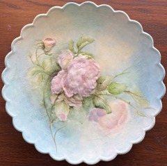 Handmade raised porcelain rose plate