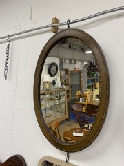 Wood Studded Oval Mirror 23x32