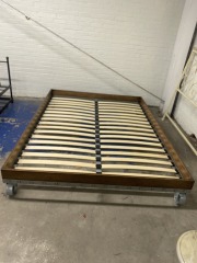 Studded Castle-core Queen Rolling Platform Bed Frame