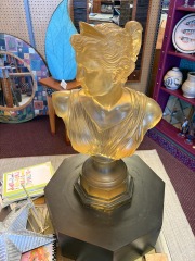 c.1960's Gold Acrylic Roman Goddess Bust w\/ Stand made in Italy