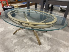 Golden Oval Glass Top Coffee Table
