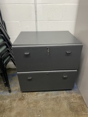 Lockable Charcoal Gray Two-drawer Filing Cabinet