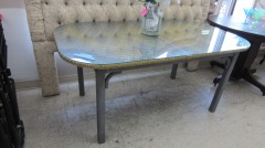 Glass Top Wicker Dining Table