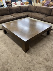 Burl Wood Veneer Finish Milo Baughman Style Coffee Table