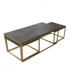 3 Piece Nesting Coffee Table-Black and Gold